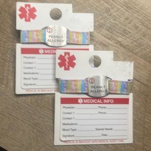 2 NEW Child’s PEANUT ALLERGY Medical ID Bracelet Unicorn Band